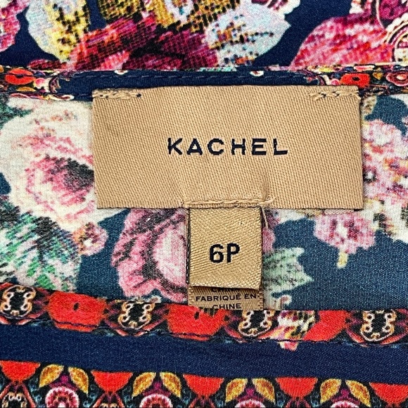 Kachel Anthropologie Petites Colorful Printed Silk Blouse Top Size 6P - Picture 8 of 9